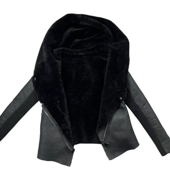 La Reine Blanche Hooded Lambskin Sherpa Lined Women's Jacket Size 36 EU 6 US - Picture 7 of 16